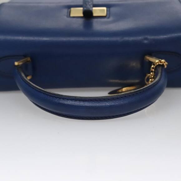 CELINE Hand Bag Leather Blue Gold - Picture 7 of 13